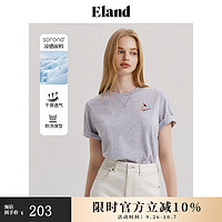 ELAND衣恋基础版T恤女透气运动风上衣2024夏季 浅灰色(16)L/Grey S/160