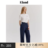 ELAND衣恋基础版T恤女透气运动风上衣2024夏季 象牙白/白色(39)Ivory M/165
