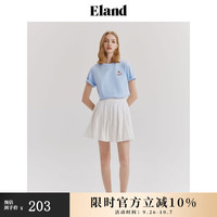 ELAND衣恋基础版T恤女透气运动风上衣2024夏季 浅蓝色(51)L/Blue S/160