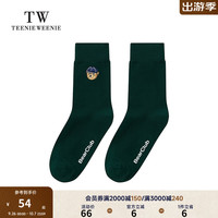 Teenie Weenie Men小熊男装袜子2024冬季简约字母印花中筒袜 猎人绿 1双 FRE
