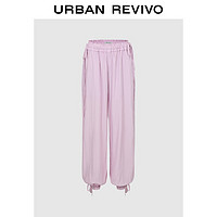 URBAN REVIVO UR2024秋季女装时尚休闲松紧系带超宽松束脚裤UYU640005 粉紫 L(XL-XXL)