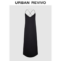 URBAN REVIVO UR2024秋季女装高街气质可拆卸字母项链连衣裙UWJ740058 黑色 S