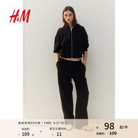 H&M女装2024秋季舒适休闲中腰卫裤1222211 黑色 170/88