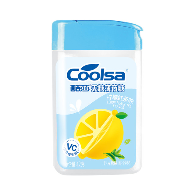 coolsa 酷莎 无糖薄荷糖 柠檬红茶味 12g 瓶装