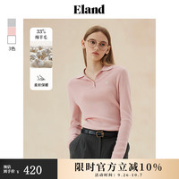 ELAND衣恋毛衣女简约风含绵羊毛弹力舒适薄款上衣2024秋季 浅粉色(26)L/Pink L/170