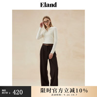 ELAND衣恋毛衣女简约风含绵羊毛弹力舒适薄款上衣2024秋季 象牙白/白色(39)Ivory S/160