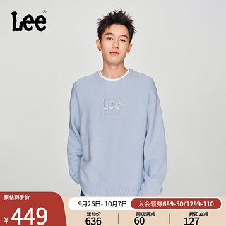 Lee24秋冬舒适版圆领金属亮光Logo男女同款毛衣LUT0090814UX 天蓝色（尺码偏大，拍小一码） XXL