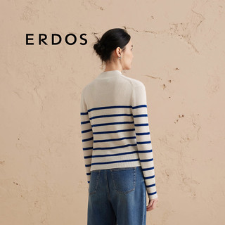 ERDOS 24秋冬半高领条纹海魂修身显瘦优雅淑女百搭女套衫羊绒衫 蓝白条纹 175/92A/XL