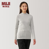 無印良品 MUJI(無印良品 )女式 起毛罗纹织半高领长袖T恤上衣打底衫内搭秋冬24年冬 浅灰色 L (165/88A)