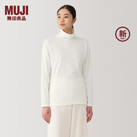 無印良品 MUJI(無印良品 )女式 棉厚款 高领长袖T恤 女士女款上衣打底衫冬季 FCD15C4A 米白色 XL 165/92A