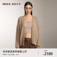 MISS SIXTY2024秋季针织衫女V领开衫含山羊绒复古学院风百搭 卡其 XS