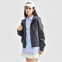 GIORDANO 佐丹奴 外套女24冬新款拉链夹克破骨口袋抽绳连帽开胸卫衣05374867