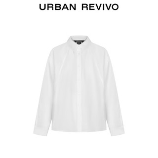 UR2024秋冬女装轻通勤气质超宽松长袖开襟衬衫UWG240221 本白 L(XL-XXL)