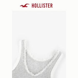 HOLLISTER24秋季辣妹蕾丝边饰低领无袖背心上衣女 KI339-3871 浅灰色 S (165/88A)