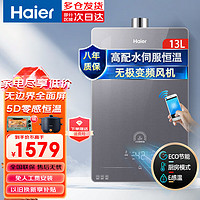 Haier 海尔 燃气热水器天然气13升家用强排式智能防冻16L厨房洗澡洗漱恒温用水 13升水伺服恒温玻璃屏HP5DPMGU1 天然气