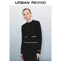 UR2024秋冬新款女装法式气质金属纽扣圆领针织开衫UWG930181