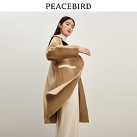 太平鸟小香风双面呢大衣女冬装卡其色气质高级感毛呢外套 咖色 L