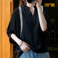 唐狮 TONLION旗下夏雪纺女衬衣女短袖宽松女士衬衫女