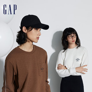 Gap 盖璞 男士刺绣logo圆领长袖T恤 876990