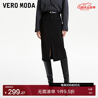 VERO MODA VEROMODA半裙优雅气质通勤黑色开衩直筒铅笔裙女 S59黑色 170/72A/L