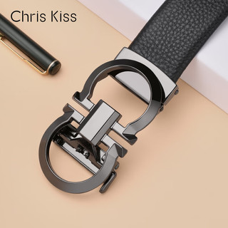 CHRIS KISS皮带男真皮自动扣商务男士裤腰带加长老公 简约款简约款无LOGO【专柜礼盒】 110cm -130cmcm