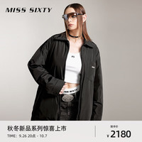 MISS SIXTY2024秋季新款羽绒服女简约翻领印花宽松薄款休闲外套 黑色 XS
