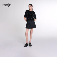Maje2024秋季女装法式设计感亮片宽松套头针织上衣MFPTO01082 黑色 T0