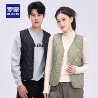 罗蒙(ROMON)【含羊毛】款V领棉马甲2024冬季休闲百搭无袖保暖背心男 7V466113黑色【男款】 5XL (180-200斤)
