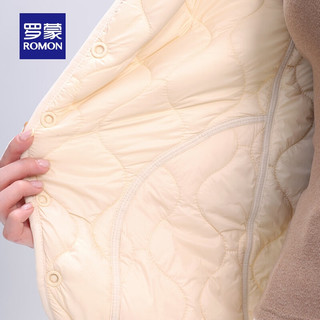 罗蒙（ROMON）【含羊毛】款V领棉马甲2024冬季休闲百搭无袖保暖背心男 7V466113灰色【男款】 5XL （180-200斤）