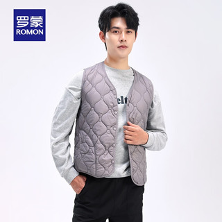 罗蒙（ROMON）【含羊毛】款V领棉马甲2024冬季休闲百搭无袖保暖背心男 7V466113灰色【男款】 5XL （180-200斤）