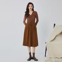 HIGH DAY 轩日 24春气质简约V领抽褶修身通勤长袖T恤女