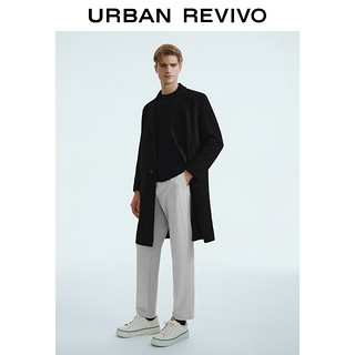 URBAN REVIVO UR2024秋冬男装复古摩登轻熟风气质单排扣大衣UMU130028 正黑 M