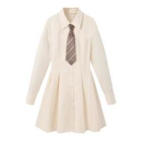 【学院风衬衫裙】秋款翻领减龄可拆卸领带短裙女连衣裙