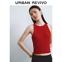 URBAN REVIVO UR2024秋季女装时尚辣妹坎肩修身软糯针织衫UWG940240 大红色 M