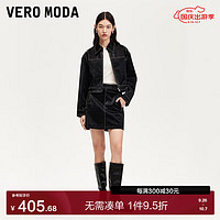 VERO MODA VEROMODA半身裙女2024早秋光泽感面料明线装饰拉链口袋短裙朋克风百搭 黑色 170/72A/L