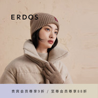 ERDOS【纯羊绒】24秋冬分指可触屏贴画装饰保暖针织女手套 大地驼 25cmX9.5cm