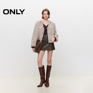 ONLY2024冬季新款复古做旧显瘦A字短裙皮裙半身裙女|12449M001 E09