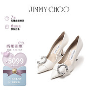 JIMMY CHOO 周仰杰 女士高跟鞋白色MELVA 90 AYU 231 LATTE CRYSTAL 36.5