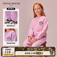 TEENIE WEENIE Kids小熊童装女童23年冬糖果宽松加绒卫衣卫裤 粉色卫衣 120cm