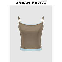 URBAN REVIVO UR2024秋季女装辣妹风撞色叠层修身吊带针织衫UWG940212 咖啡色 XL