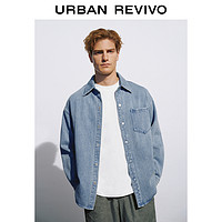 URBAN REVIVO UR2024冬季新款男装休闲少年感宽松翻领牛仔衬衫UMM840012