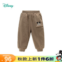 迪士尼宝宝童装男童冬季夹棉休闲舒适保暖百搭长裤24年秋冬季 卡其色 130