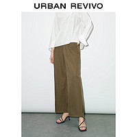 URBAN REVIVO UR2024秋冬女装通勤不对称门襟阔腿裤UWG640111 卡其 M