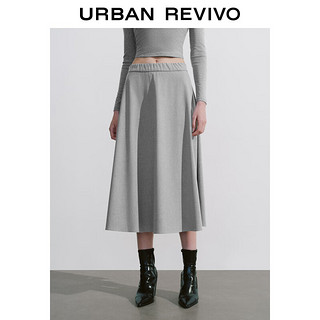 URBAN REVIVO UR2024秋季女装休闲简约百搭显瘦中长款半裙UWM540007 暖灰 L