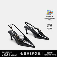 史蒂夫·马登 STEVE MADDEN 2024年秋冬 女鞋法式小猫跟细跟高跟鞋凉鞋 黑色 37.5