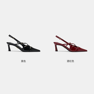 STEVE MADDEN 2024年秋冬 女鞋法式小猫跟细跟高跟鞋凉鞋 酒红色 38