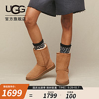 UGG 女士休闲舒适平底圆头保暖纯色经典时尚短靴雪地靴 1016223 栗色 40