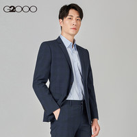 G2000混纺弹性格纹西服男秋季职业商务西装外套*