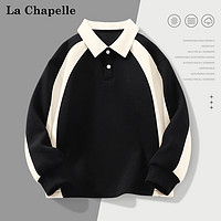 LA CHAPELLE MINI 拉夏贝尔男童秋季POLO衫2024春秋款儿童时髦上衣大童运动红色卫衣