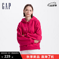 Gap 盖璞 女装2024秋季毛巾绣logo加绒连帽卫衣宽松休闲上衣634443 玫红色 160/80A(S) 亚洲尺码